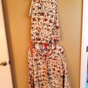 New Holiday Time Festive Pajama Set with Red and Green Accents